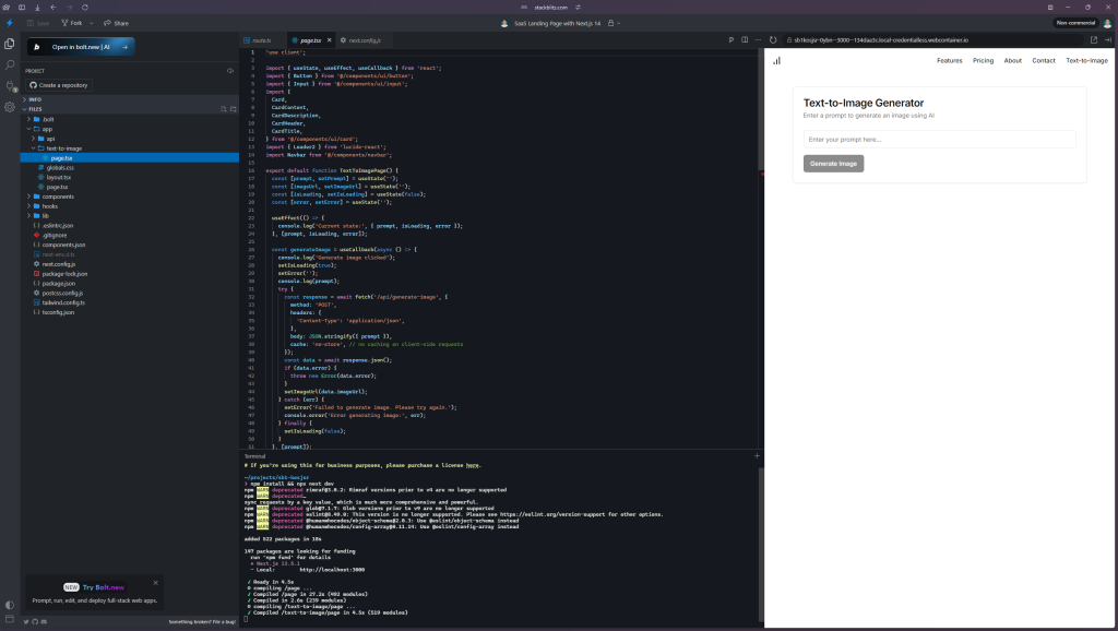 Bolt.new project accessible in StackBlitz